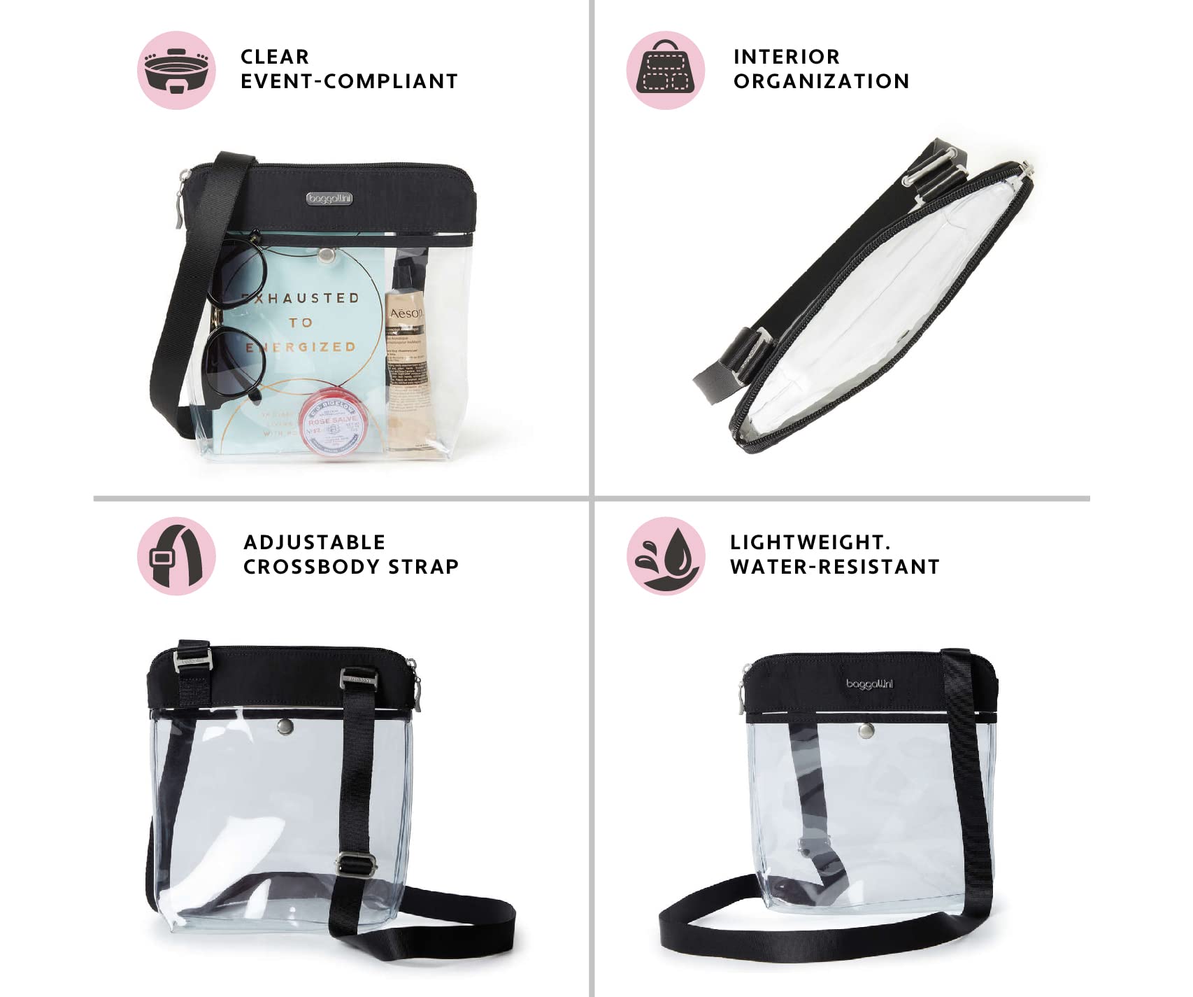 Baggallini Women's Clear Stadium Crossbody | Stadium - Image 3