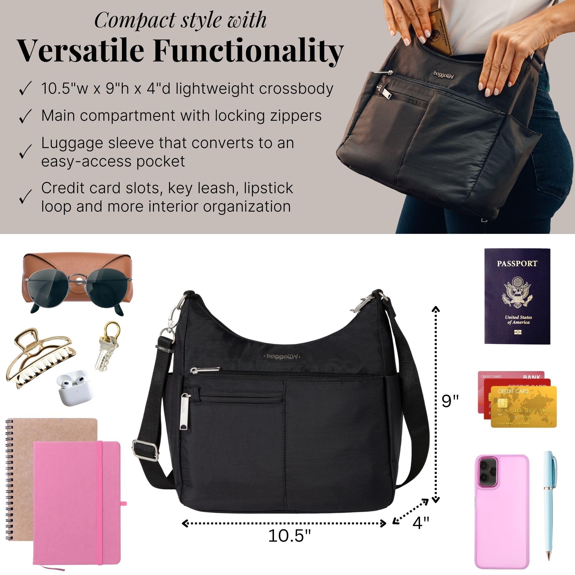 Baggallini Women's Securtex Anti-theft Free Time Crossbody Bag | Securtex, Anti-Theft - Image 2