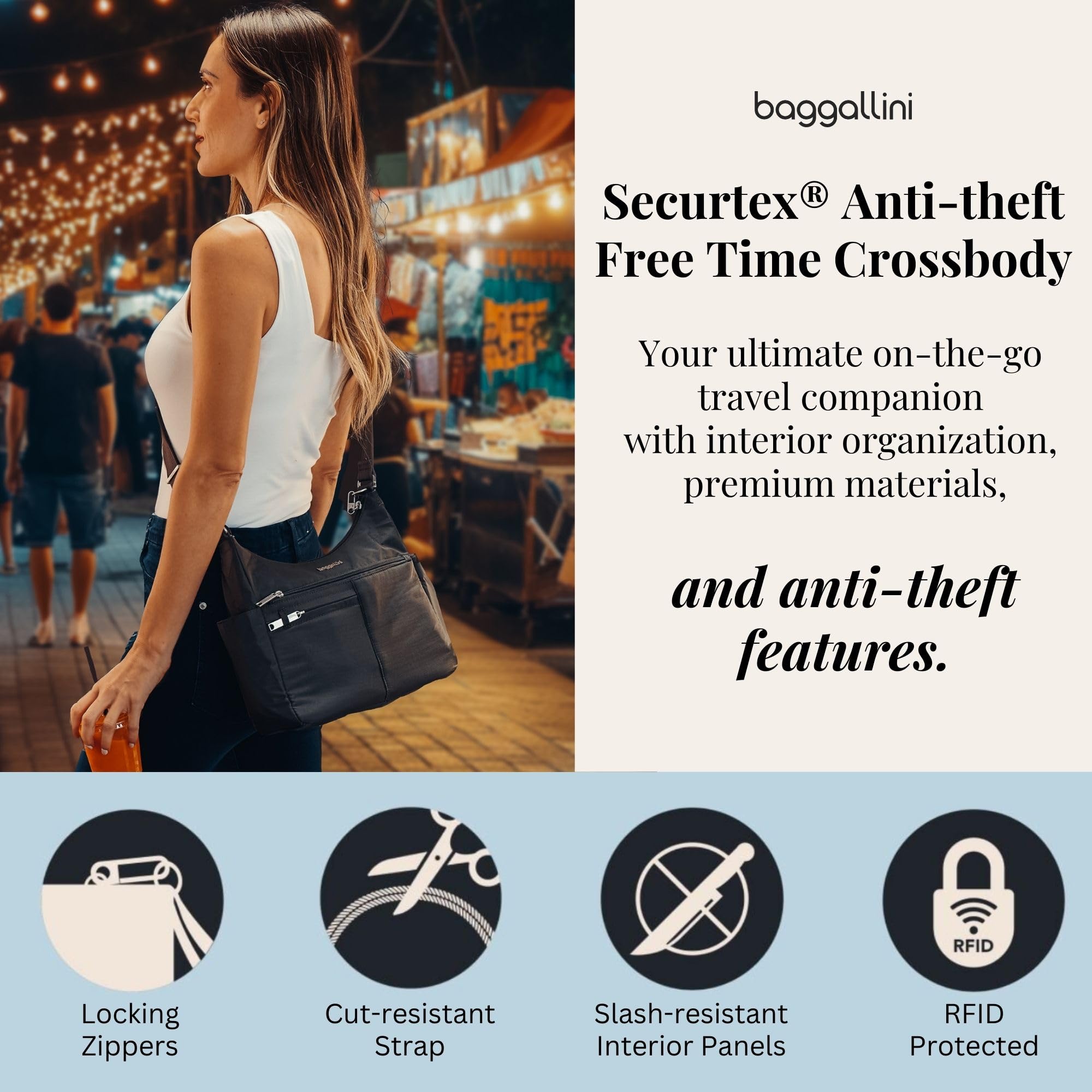 Baggallini Women's Securtex Anti-theft Free Time Crossbody Bag | Securtex, Anti-Theft - Image 4