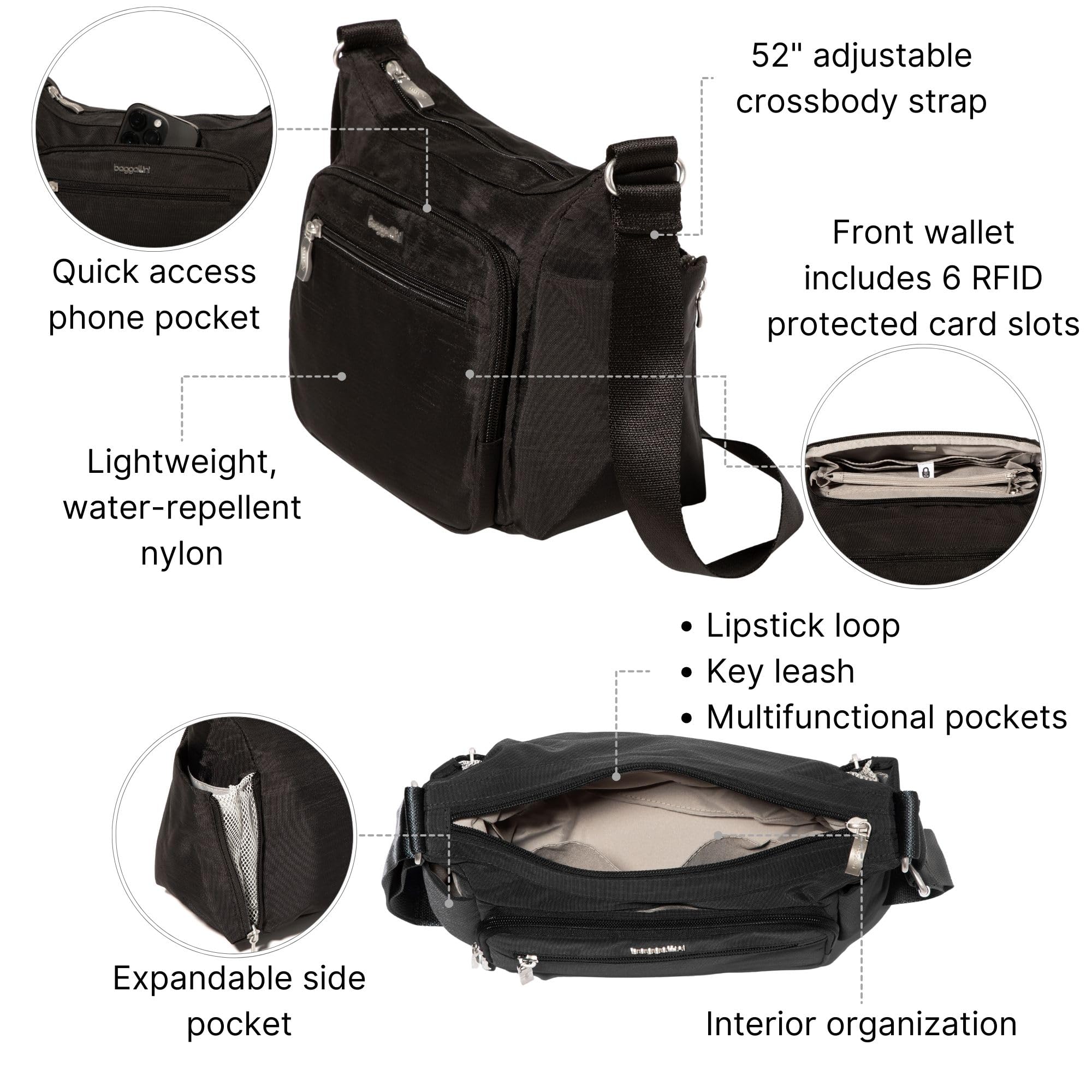 Baggallini womens Crosstown Hobo Crossbody - Image 3