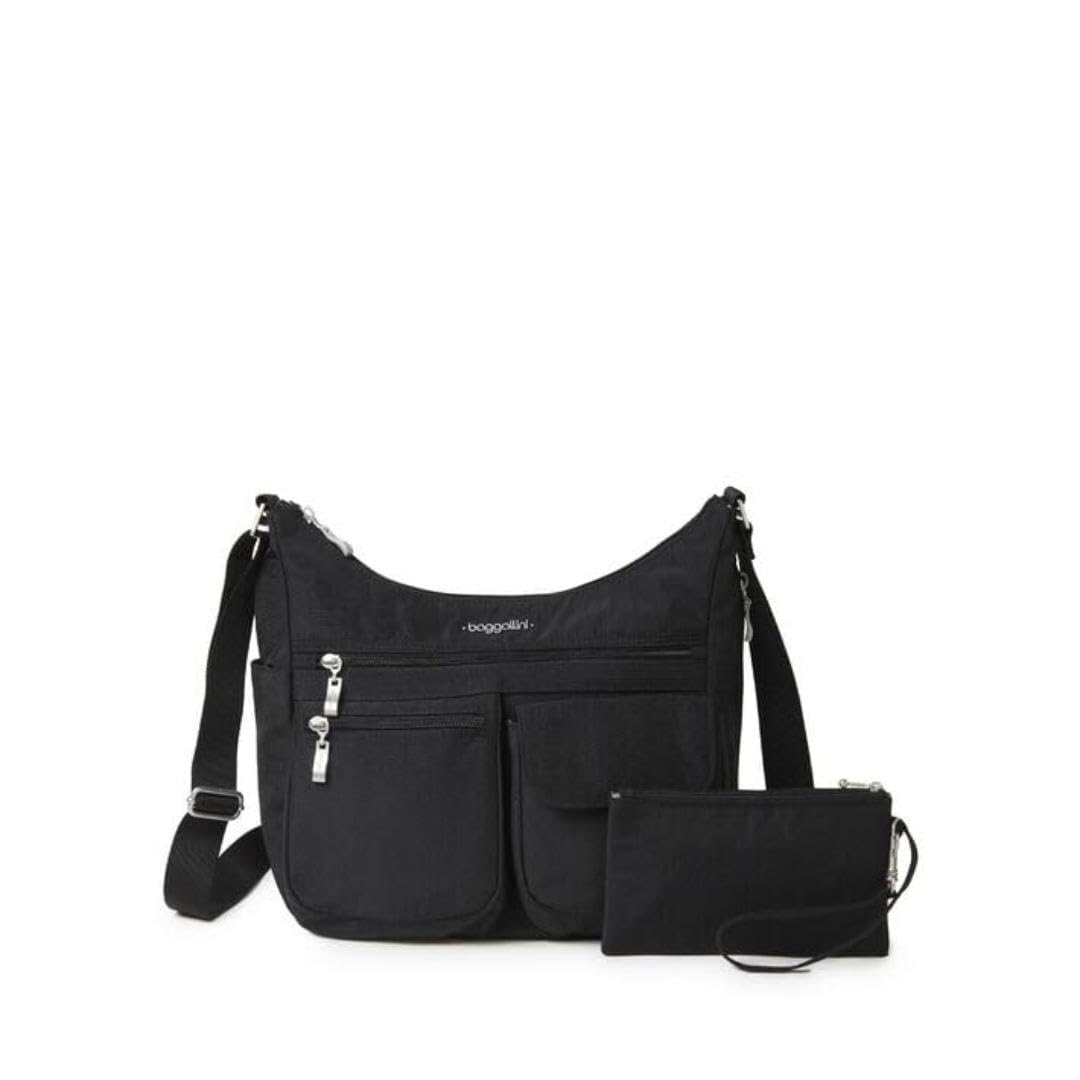 Baggallini womens Everywhere Bagg Crossbody Women 11x9 Lightweight Nylon Hobo Water-resistant Travel Bag W/Rfid