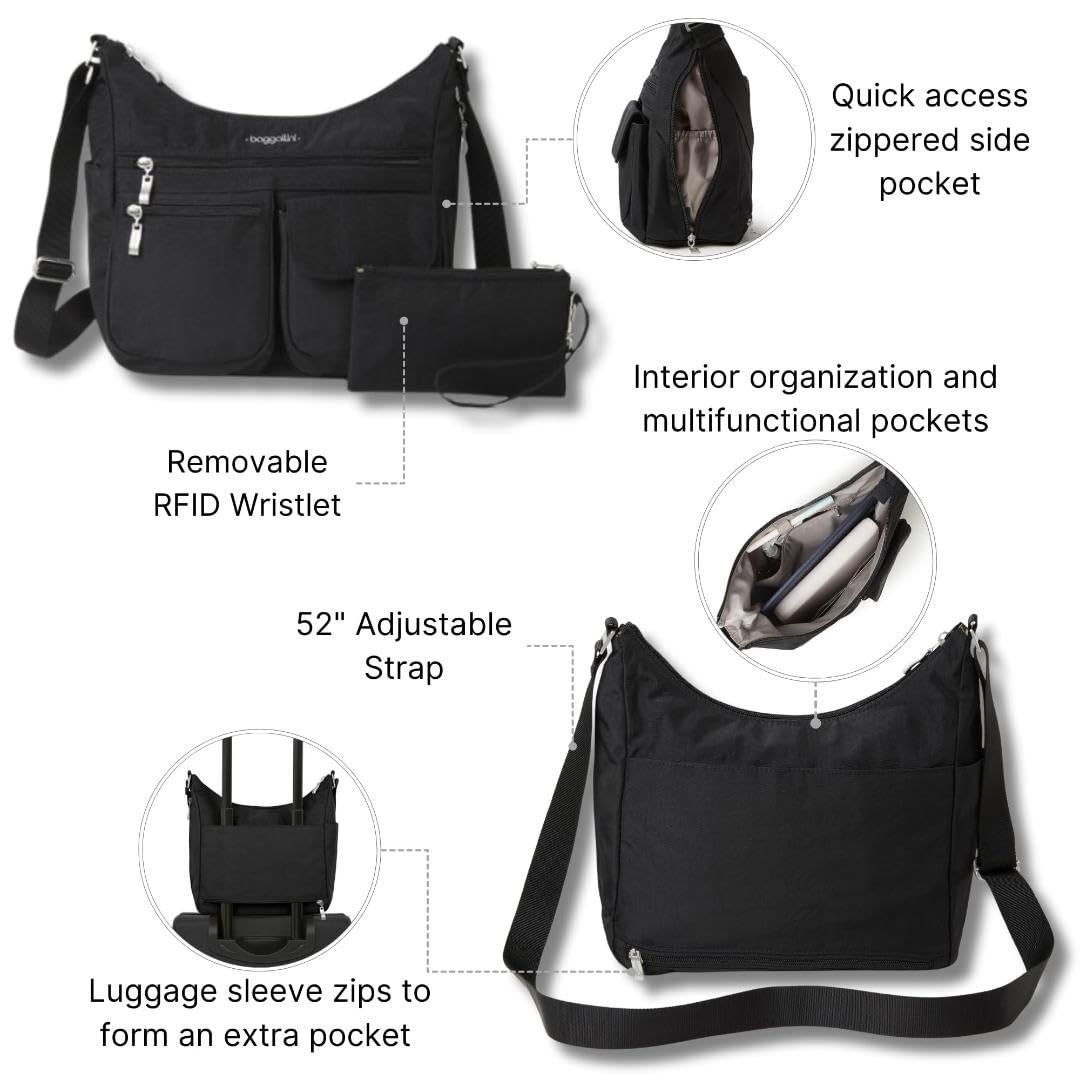Baggallini womens Everywhere Bagg Crossbody Women 11x9 Lightweight Nylon Hobo Water-resistant Travel Bag W/Rfid - Image 3