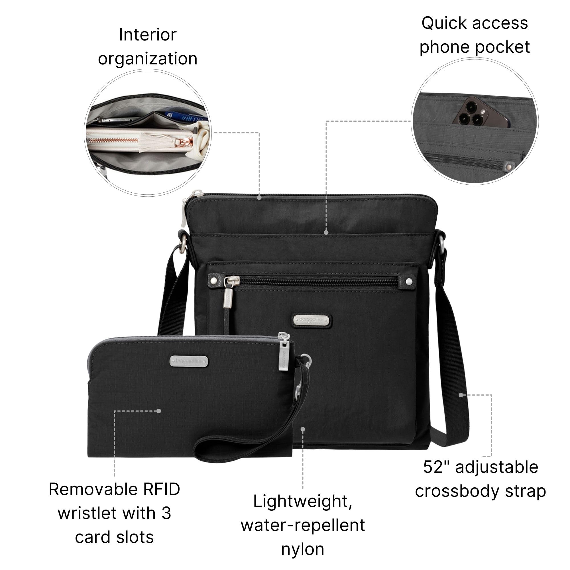 Baggallini womens Go Bagg With Rfid Phone Wristlet - Image 4