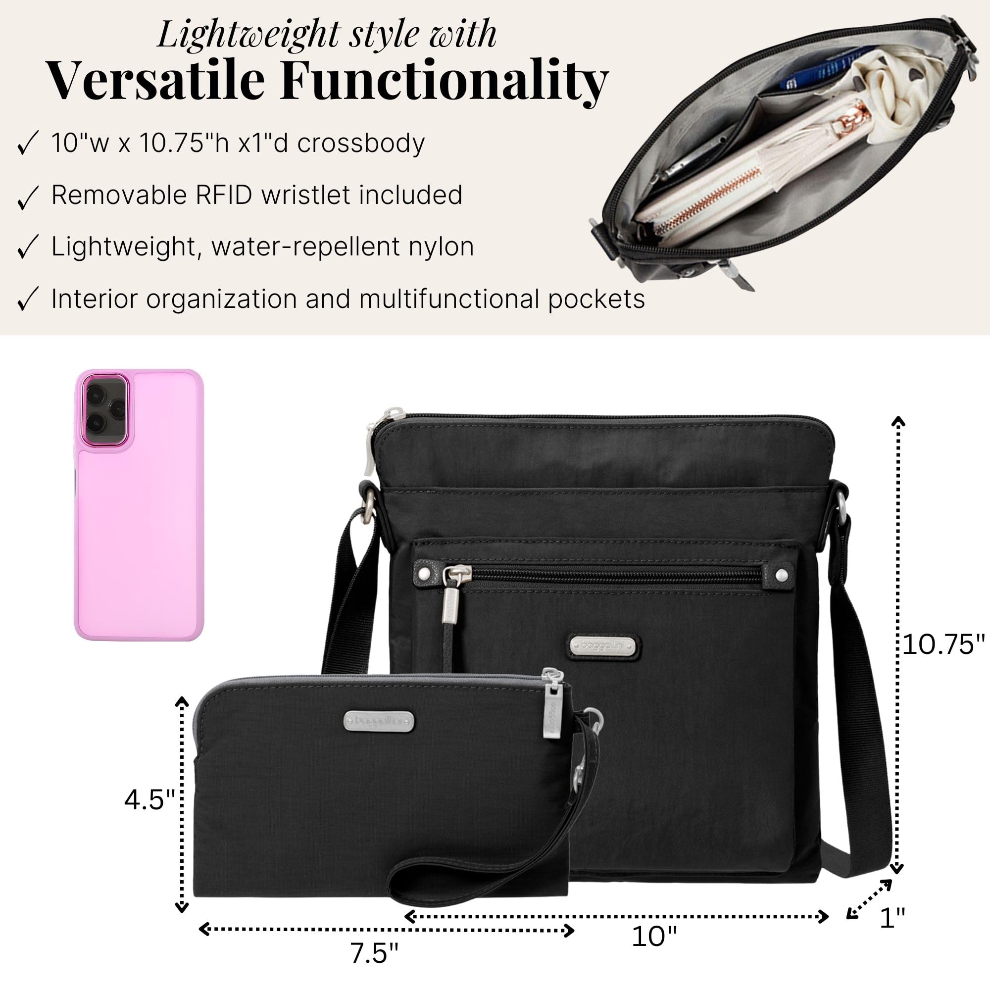 Baggallini womens Go Bagg With Rfid Phone Wristlet - Image 5