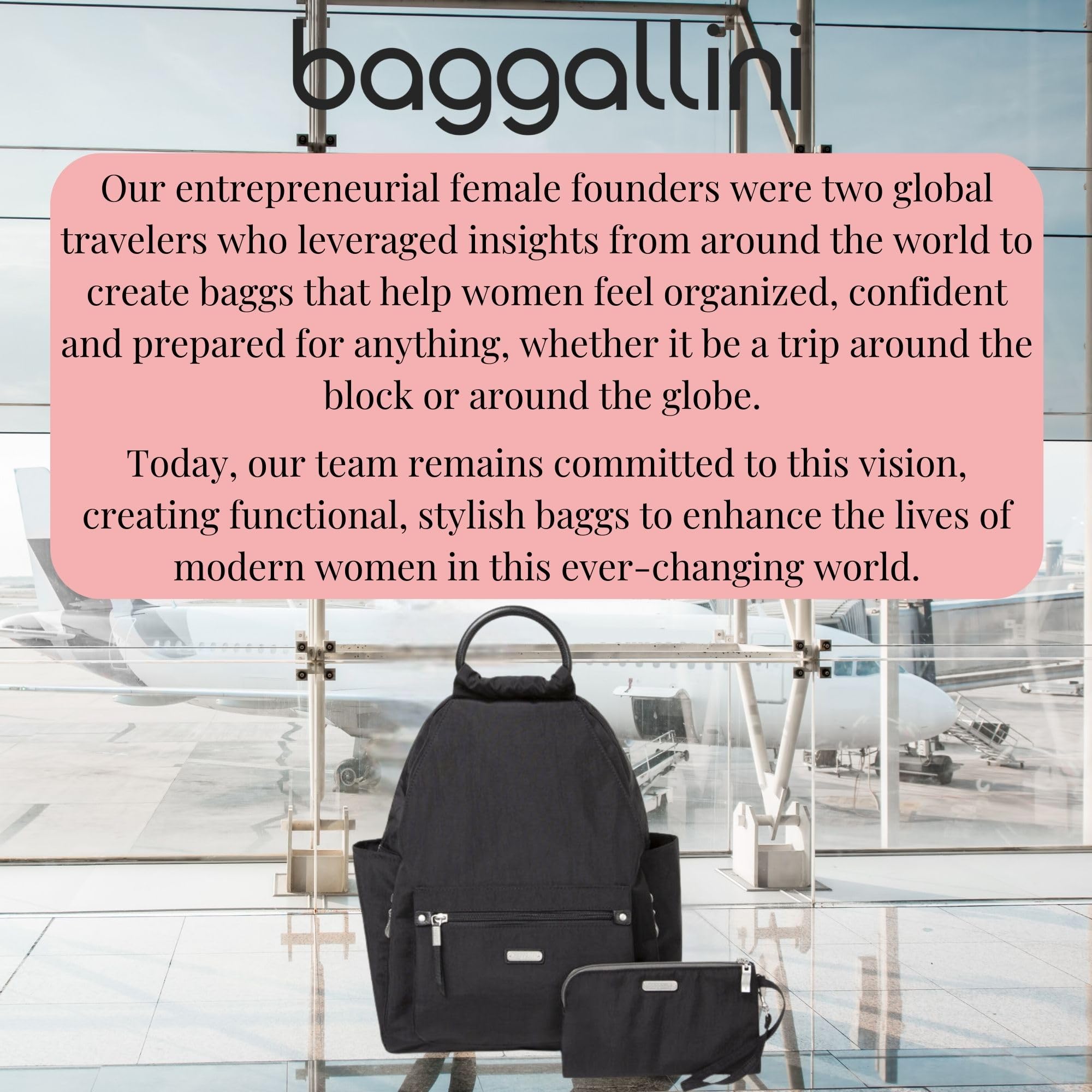 Baggallini womens New Classic "Heritage" With Rfid Phone Wristlet All Day Backpack, Black, One Size US - Image 8