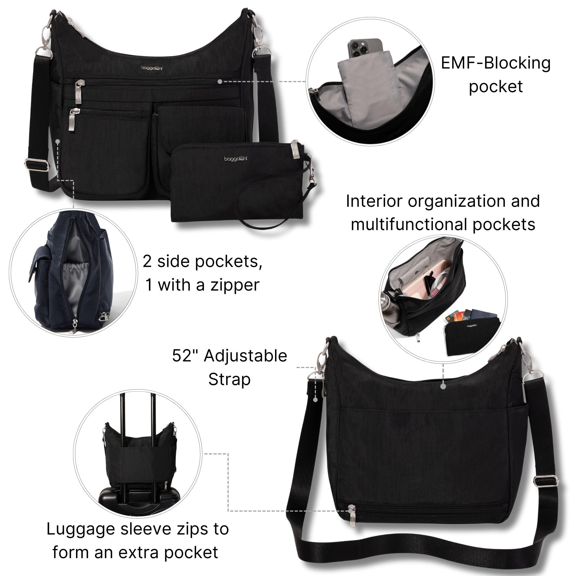 Baggallini womens NEW - Modern Everywhere Bagg EMF Blocking Pocket - Image 3
