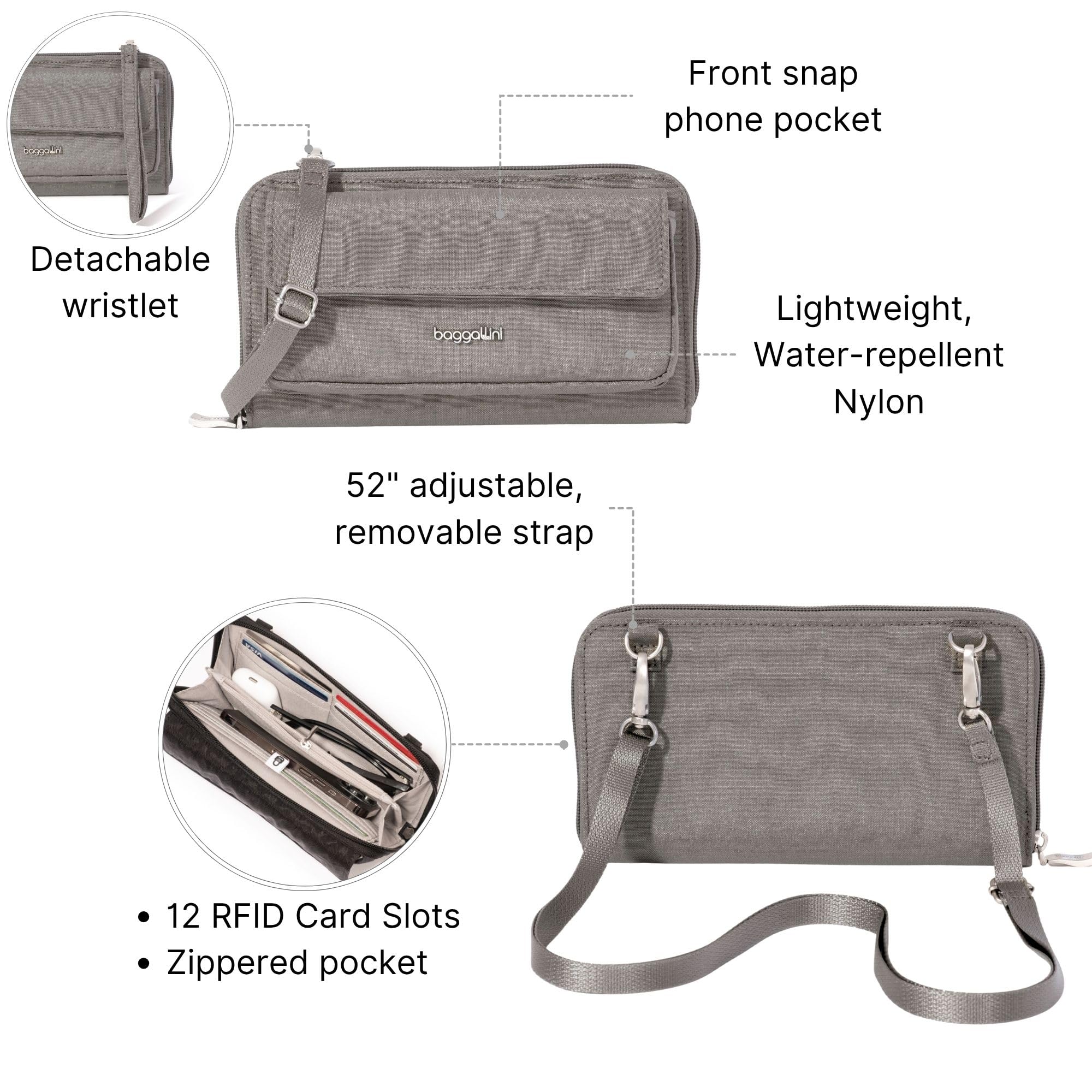 Baggallini womens Rfid Phone Wallet Crossbody - Image 2