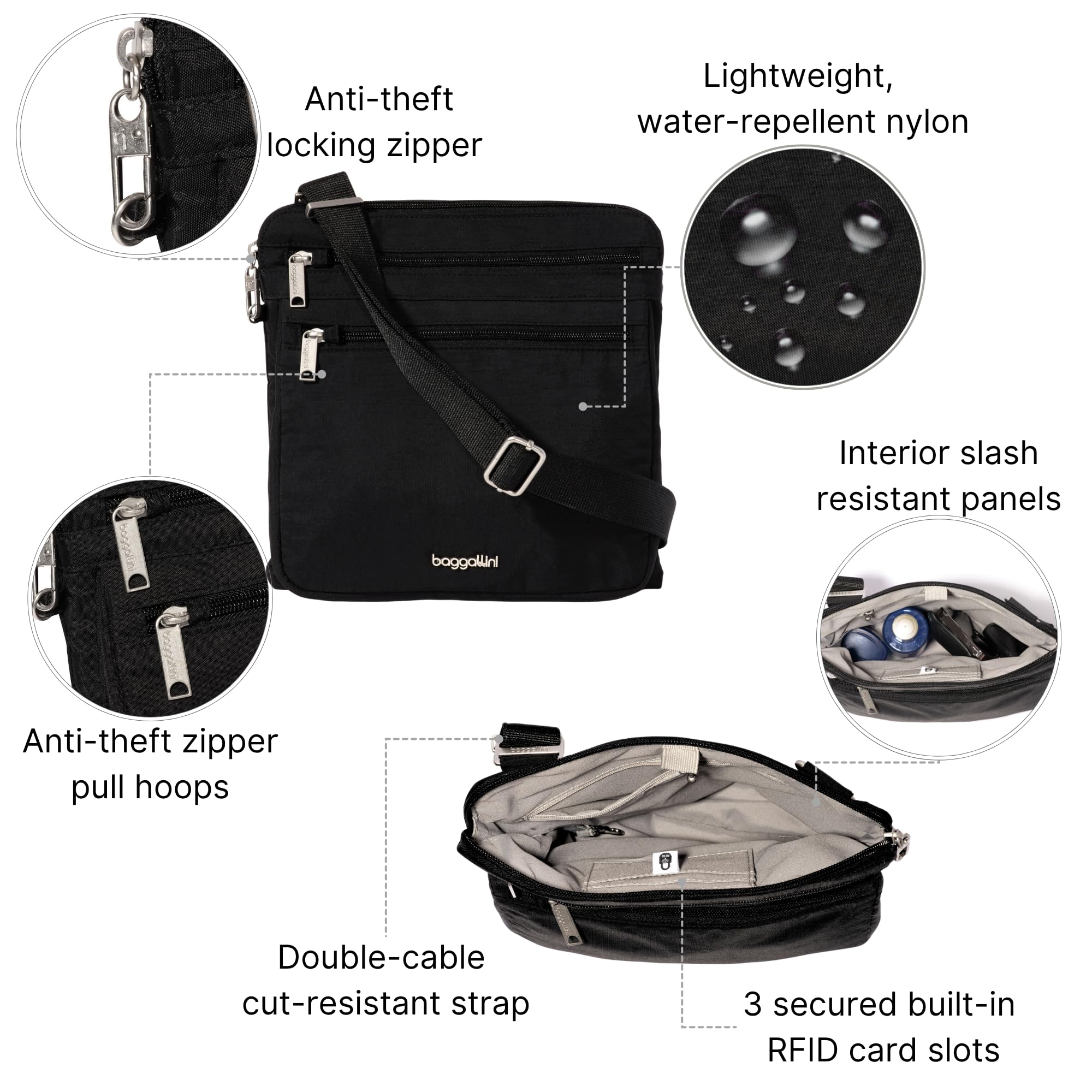 Baggallini womens Securtex Anti-theft Large Crossbody - Image 2
