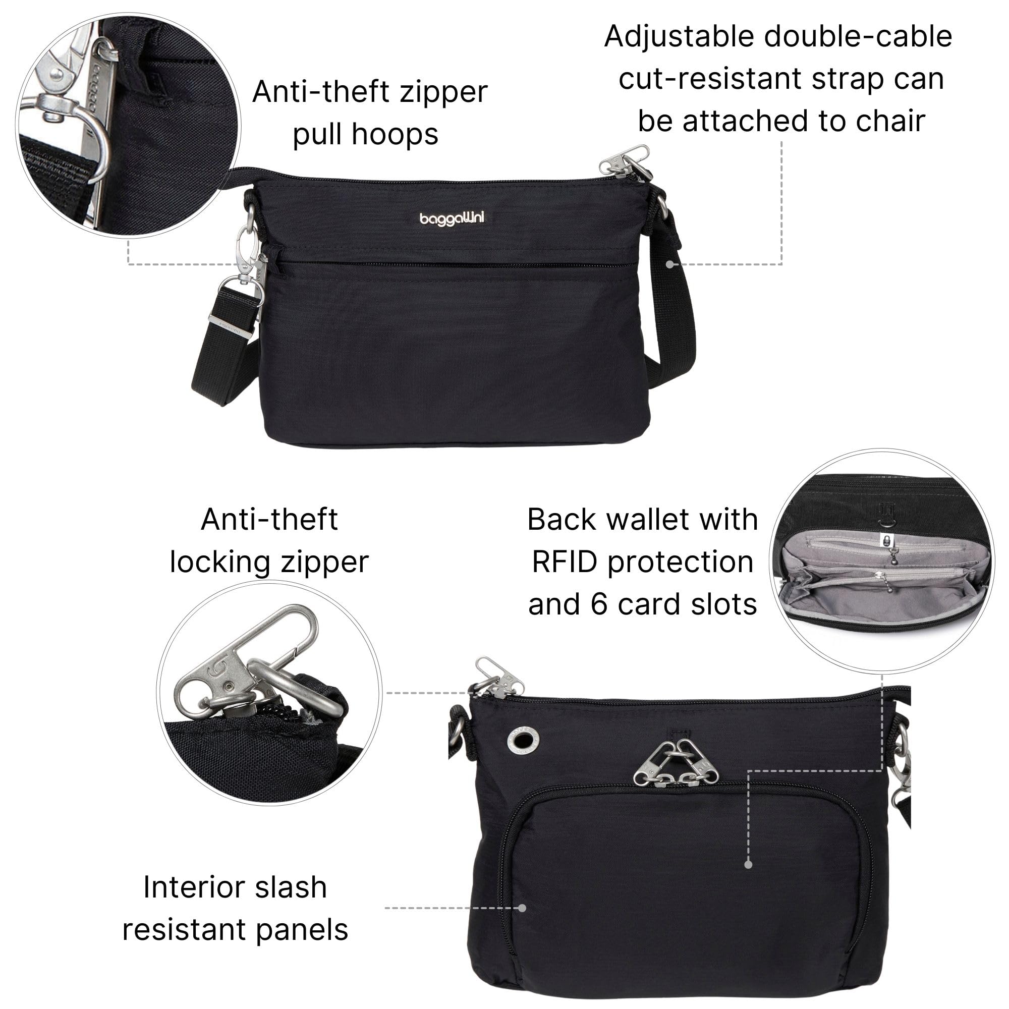Baggallini womens Securtex Anti-theft Memento Crossbody Bag - Image 4
