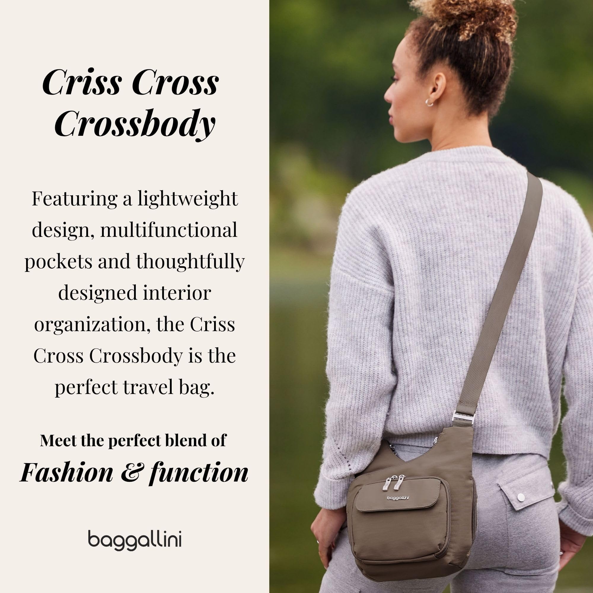 Criss Cross - Lightweight 10"x11" Womens Crossbody Nylon Travel Bag, Everyday Bag - Image 3