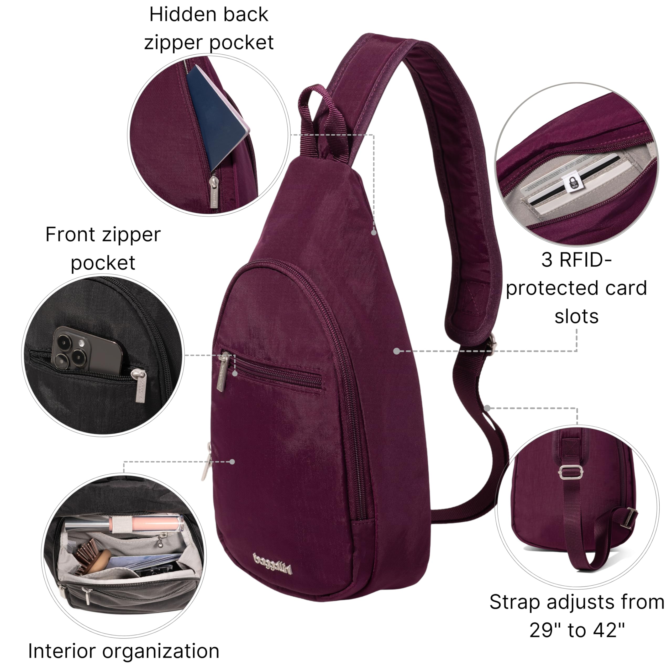 Daily Sling - Lightweight 12.6"x7.5" Sling Crossbody Bag with Convertible Adjustable Shoulder Strap - Image 3