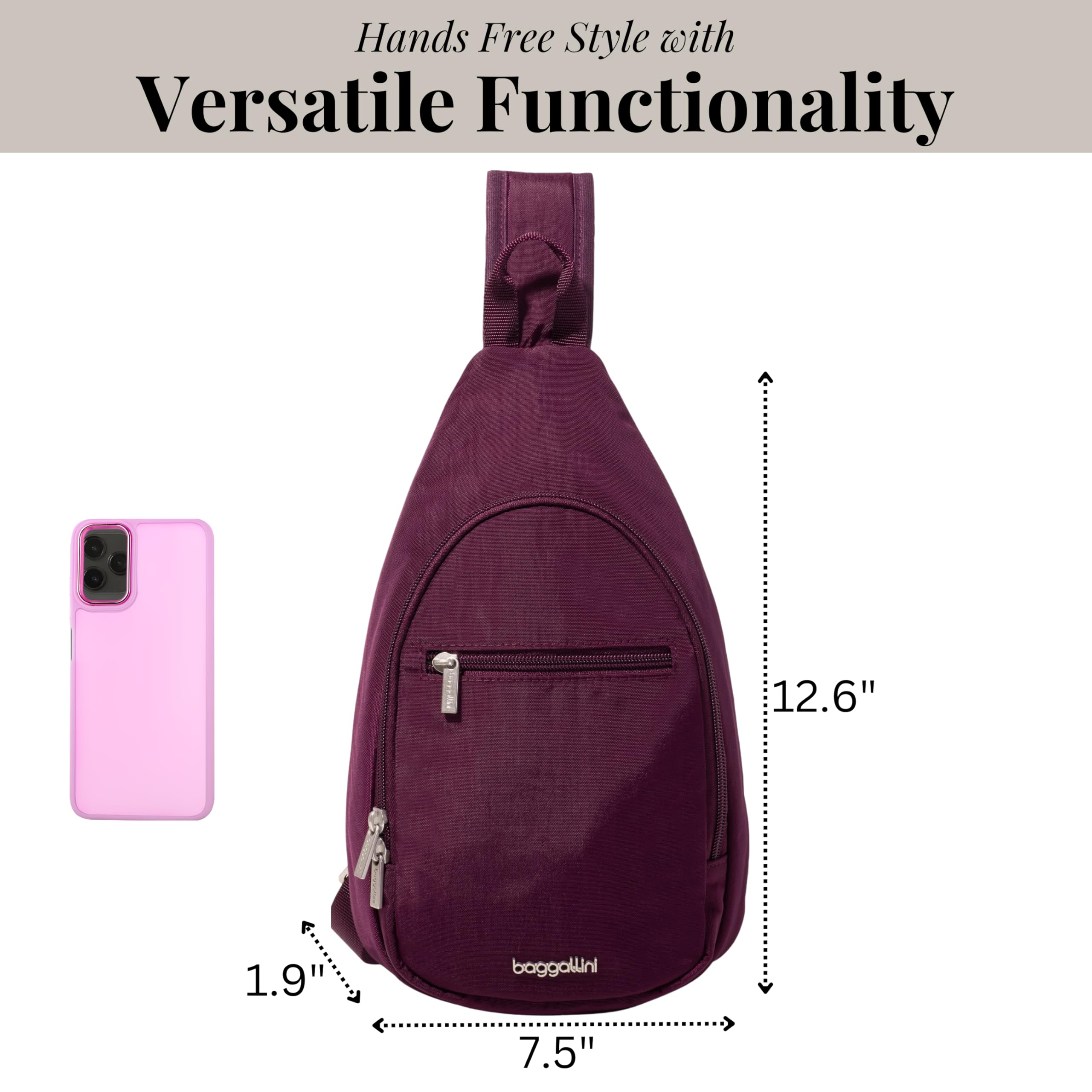 Daily Sling - Lightweight 12.6"x7.5" Sling Crossbody Bag with Convertible Adjustable Shoulder Strap - Image 4