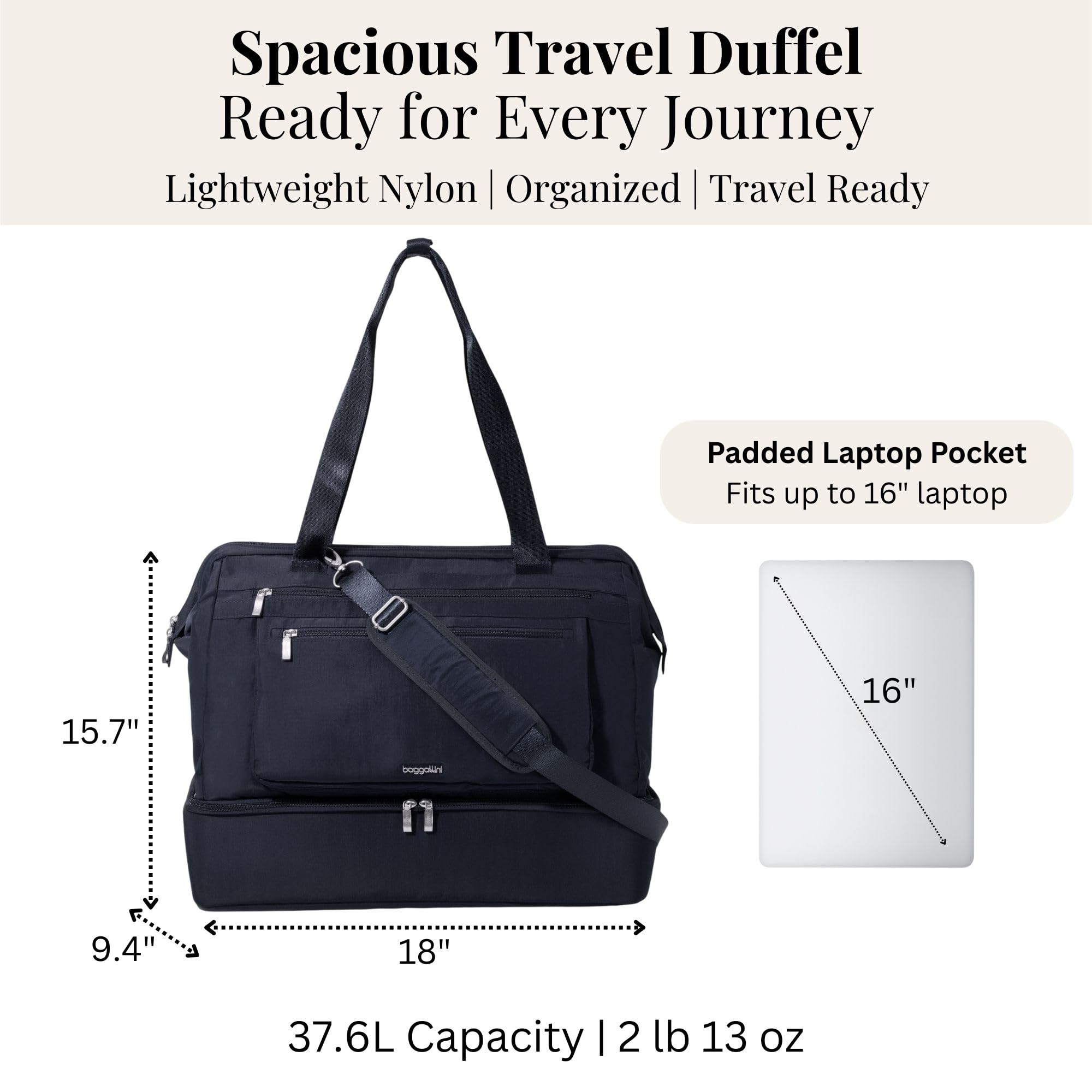 Modern Weekender - Lightweight 18"x15.7"x9.4" Duffel Carry-on Travel Bag for Women - Image 5