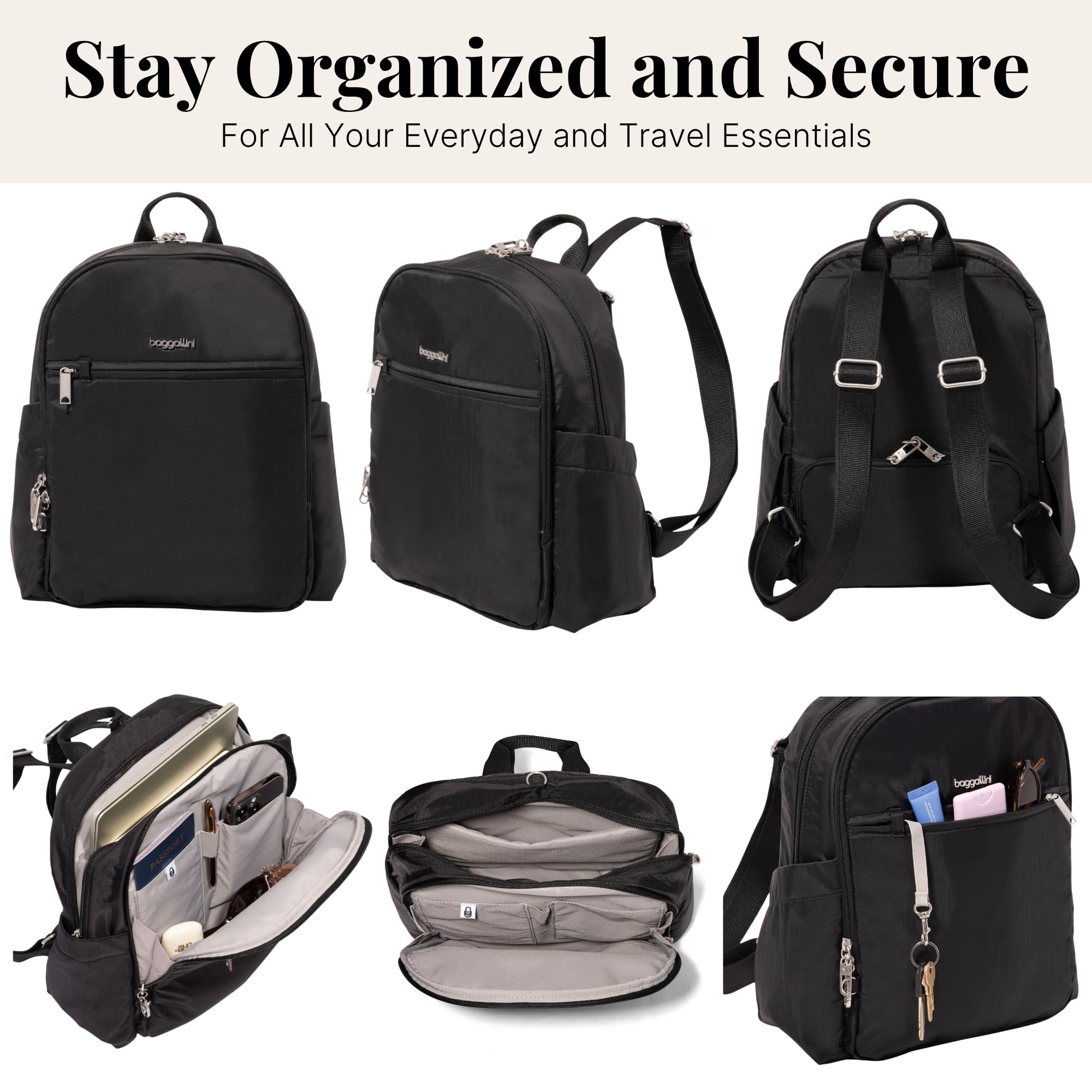 Securtex Anti-Theft Getaway Backpack - 9.4"x13"x5" Travel Safe Bag w/Locking Zippers, Slash-Resistant, RFID - Image 4