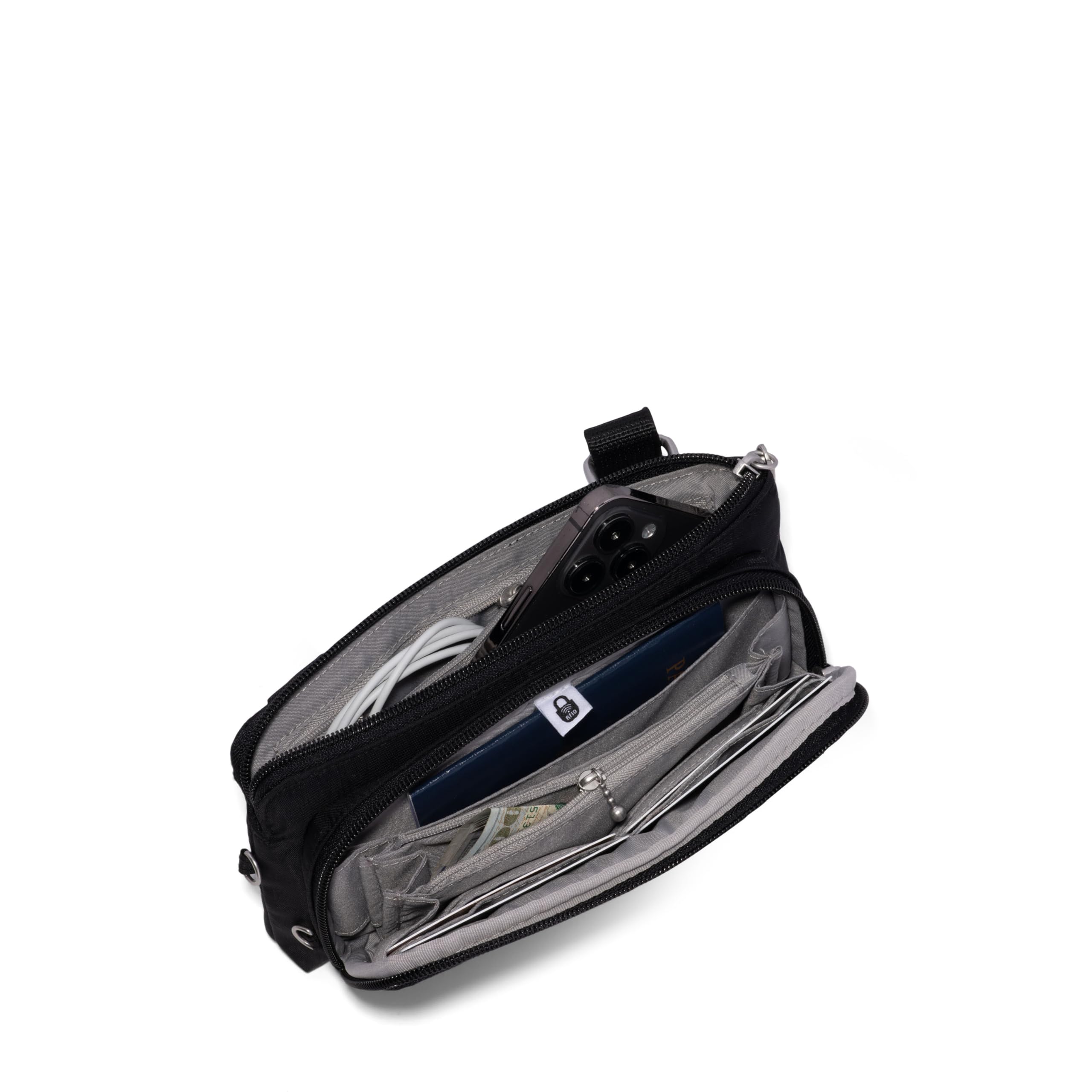 Securtex Anti-Theft Mini Wallet Crossbody - Lightweight 8.4"x4.5" Travel Safe Bag w/Locking Zippers, Slash-Resistant, RFID - Image 10